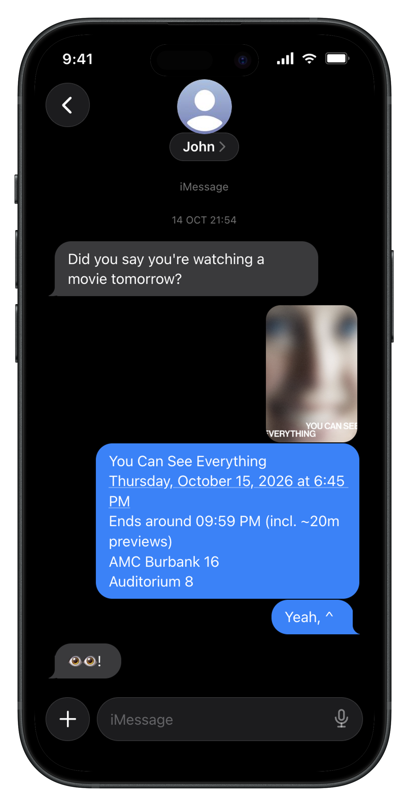 Reservation details shared in a group chat